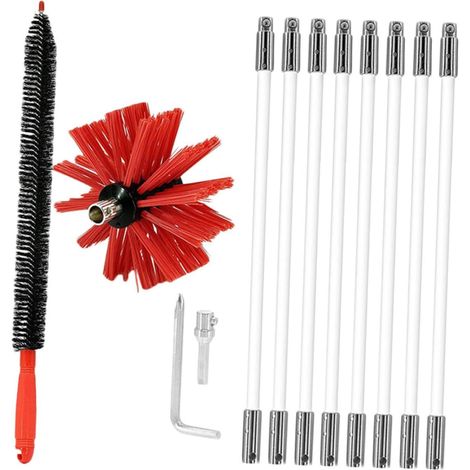 Brosse de Cheminée 1 Set Nylon, Raccords Filetés, pour Conduit de Sécheuse Nettoyage de Cheminée Pipeline, Usage pour Foyer, Outil Robuste, Compatible Canalisations (1/5)