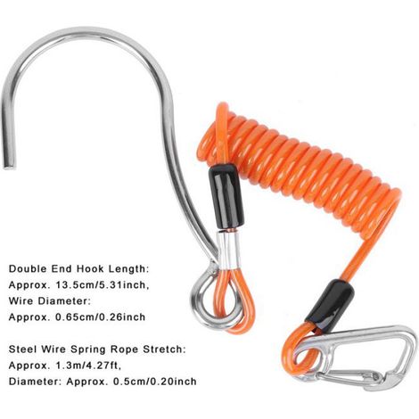 - Corde Anti-perte à ressort, extrémité unique, qualité Marine, sport, acier inoxydable, dérive de roche de corail, crochet (1/4)