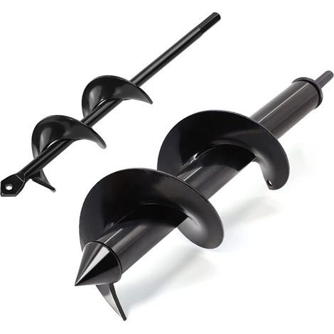 Set of 2 Garden Twist Drill Bits - 8 x 30 cm and 4 x 22 cm - Manual - For planting, cultivating, digging holes (1/5)