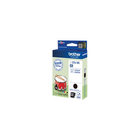 Brother LC22UBK - XL - negro - original - cartucho de tinta - para Brother DCP-J785DW, DCP-J785DWXL, MFC-J985DW, INKvestment Work Smart MFC-J985DW