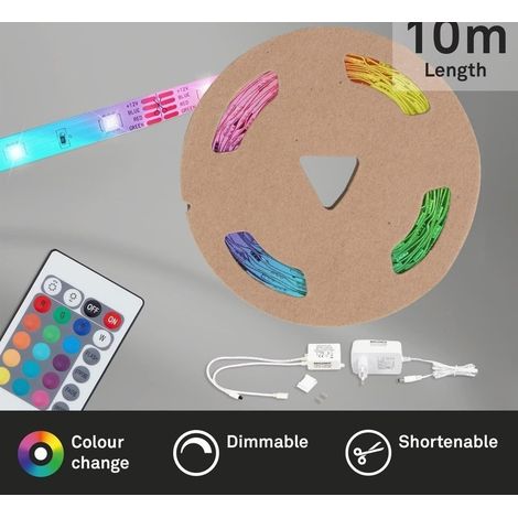 Tira led RGB 10 m 24 W IP44 con control remoto y dimmerable