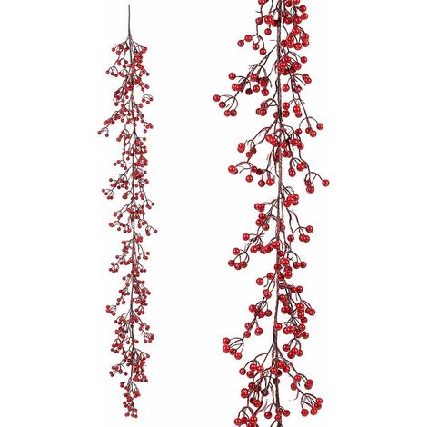 Set 2 Festoni Natalizi da Appendere con Bacche Color Rosso (1/2)