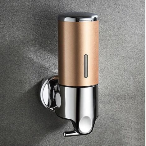 450ML Distributeur de Savon Mural, Distributeur de Savon à Mains à Une seule tête Distributeur Liquide Gel Douche Shampoo pour Cuisine Salle de Bains Hotel (or) (1/4)