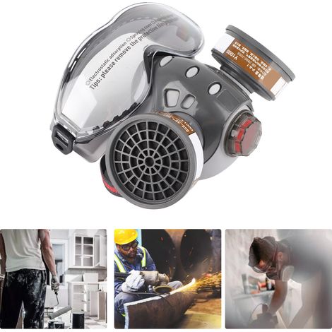 Masque à gaz intégré 8201 pour la peinture, l'industrie chimique et la décoration  écran facial de protection contre les gaz et le vent (1/5)