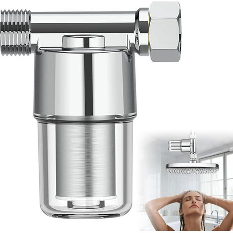 Filtre à eau pour conduite d'eau 1/2", 40 μm, filtre anti-calcaire de douche, filtre de douche en cuivre pur, filtre à eau domestique avec insert filtrant en acier inoxydable, filtre de douche pour (1/5)