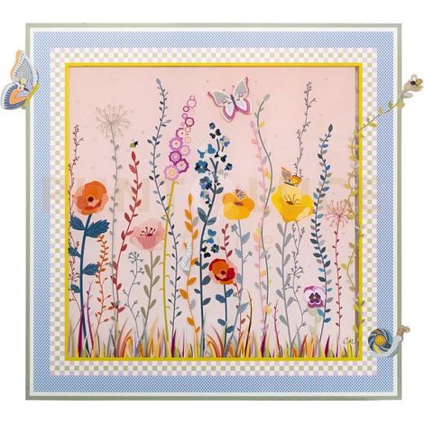 QUADRO AMELIE GRANDE IN CRISTALLO ACRILICO DECORO FARFALLE E FIORI
