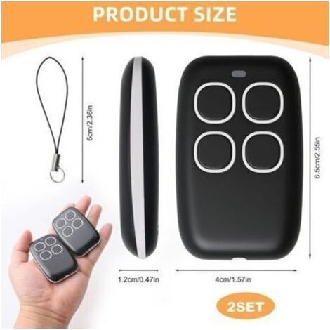 2PCS Télécommande Universelle Portail Garage de 280–868 MHz Universel 4 en 1 Multifréquence Porte Garage Rolling Code Telecommande Compatible avec Came TOP432EE/ EV/NA, Pile CR2032 Incluse (1/4)