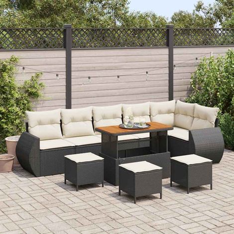 vidaXL Gartensofa-set 10 pcs Schwarz Poly-Rattan (1/5)