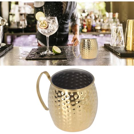 Verre à cocktail Moscow Mule en acier inoxydable 304, verre à bière créatif en forme de tambour, doré (1/5)