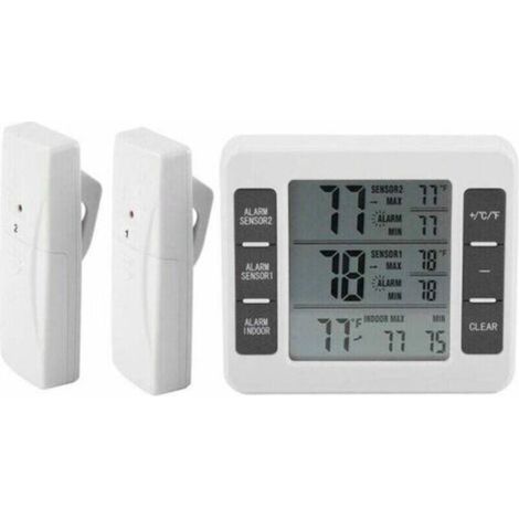 Thermomètre numérique pour réfrigérateur et congélateur avec alarme sonore et capteur sans fil, affichage Min/Max. (1/5)