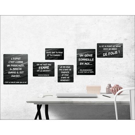 Sticker autocollant décoratif 6 cadres 68x24cm - Citations Simone de Beauvoir : "On ne naît pas femme, on le devient " (1/2)