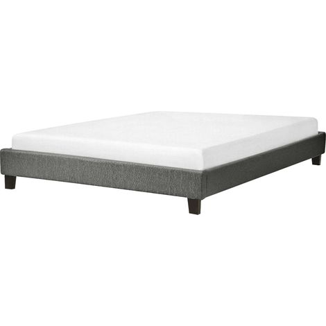 Letto imbottito tessuto grigio senza testiera rete a doghe 160 x 200 cm Roanne
