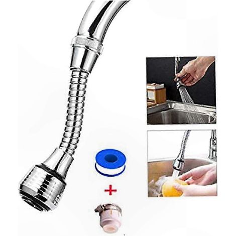 Adaptateur universel pour robinet d'évier de cuisine avec aérateur rotatif à 360° en ABS chromé poli pour rallonge de douchette (1/5)