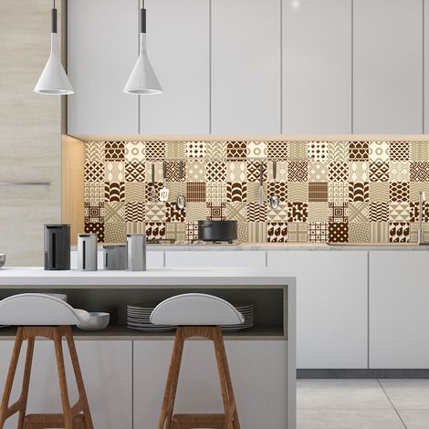 Sticker Mural Carrelage adhésif Cuisine Salle de Bain - 30 STICKERS CARREAUX DE CIMENT SCANDINAVE FÉROÉ - 30stickers10x10cm (1/5)