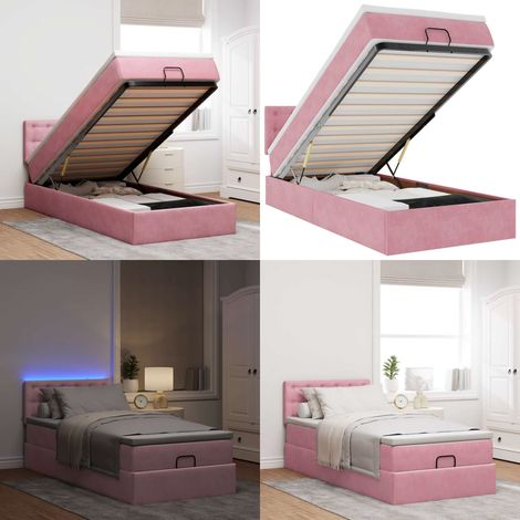vidaXL Lit ottoman avec matelas et LED rose 80x200cm velours (1/5)