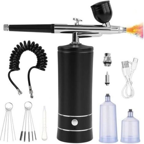 Ensemble de pistolet à peinture électrique portable, adapté à la peinture, au tatouage, au nail art et aux gâteaux,noir (1/5)