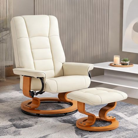 Fauteuil crème en revêtement synthétique 76 x 85 x 104 cm (1/5)