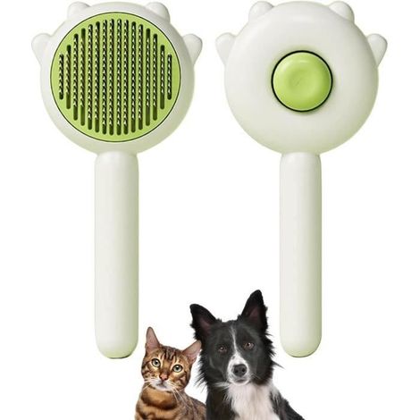 Brosse Chien Chat, Brosse pour Chien, Brosse Chien Chat Poil Long Court, Brosse Chat Autonettoyante pour Animaux de Compagnie (1/4)
