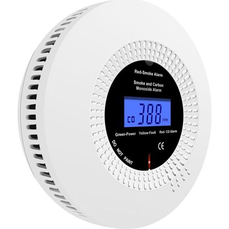 Rilevatore di fumo e monossido di carbonio, rilevatore combinato di fumo e monossido di carbonio per uso domestico con display digitale, conforme alle norme EN 50291 e EN 14604. 1 articolo -Crezuo