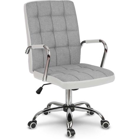 Silla de oficina Benton de tela, gris y blanca. (1/5)
