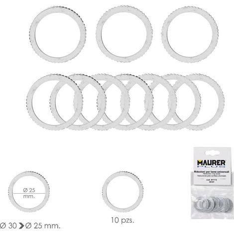 adaptadores / reductores disco corte madera ø 30 a ø 25 mm. (bolsa 10 piezas)