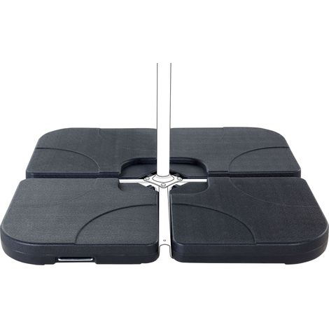 Dalles de Contrepoids 9 Kg pour Parasol 4 Pièces en Plastique Noir Résistant Caria