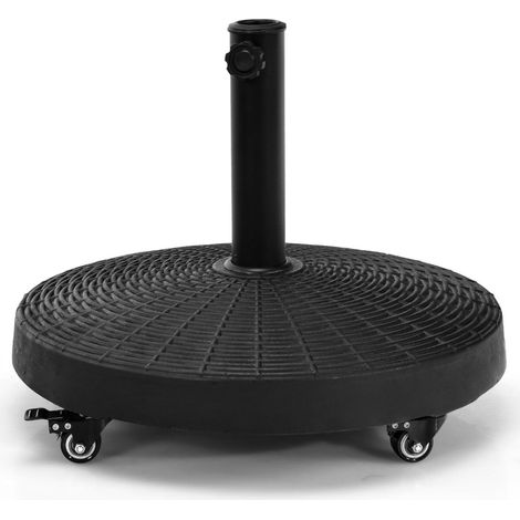 23 kg Umbrella Stand with Wheels, Resin Base, Black