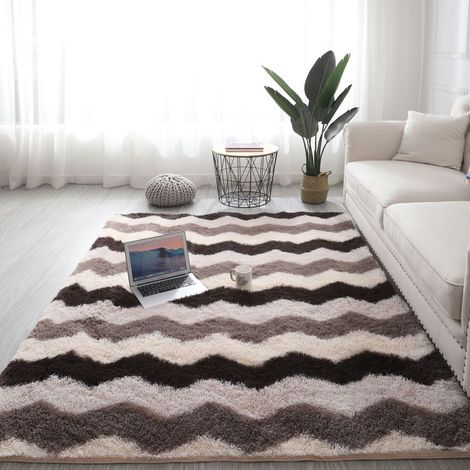 Freosen – Rechteckiger Hochflorteppich 160 x 230 cm braun – Langflor aus Polyester – Rutschfest und waschbar – Komfort und Wärme für das Wohnzimmer (1/4)