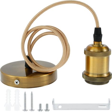 Suspension Luminaire E27 avec 1M Cable, Douille de Lampe E27, Support de Lampe E27, Suspension Vintage pour Suspension Ampoule pour Bar,Chambre,Restaurant,Cuisine(Cuivre) (1/5)