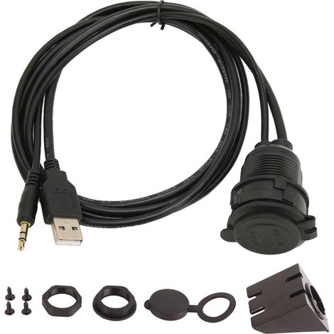 Câble de prolongation USB 2.0 AUX 3.5 mm mâle femelle pour connexion encastrée auto moto (1/5)