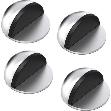 Fermaporta, set da 4 fermaporta in acciaio inox con ammortizzatore in gomma, fermaporta autoadesivi per tutti i pavimenti duri - Nero (1/5)