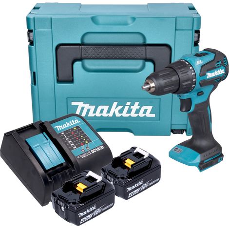 Taladro percutor a batería Makita DHP 490 SMJ 18 V 65 Nm sin escobillas + 2 baterías de 4,0 Ah + cargador + Makpac (1/5)