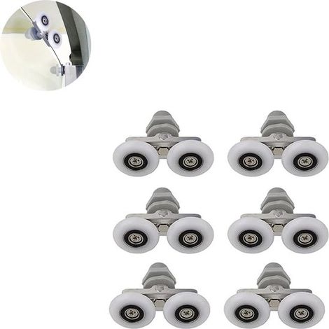 6 piezas, 25 mm, ruedas para cabina de ducha, ruedas giratorias para puerta corredera, poleas para puerta corredera, ruedas para puerta corredera (1/5)