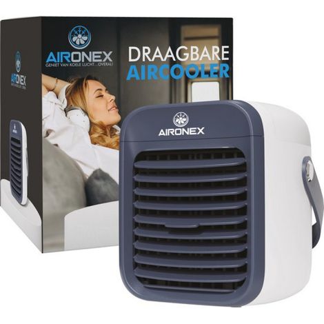 Rafraîchisseur d'air portable bleu – Rafraîchisseur d'air sans fil avec réservoir d'eau – Fonction humidificateur – Rafraîchisseur d'air (et non climatiseur) – Ventilateur de table – Ventilateur sur p (1/5)