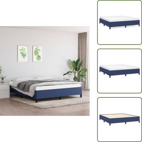 Bettgestell ohne Matratze Blau 180x200 cm Stoff - Bettrahmen - Doppelbett - Blau - Lattenrost - Holzrahmen (1/5)