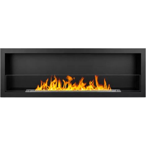 camino bioetanolo da incasso divina fire "furore" in acciaio nero 150x15x45 cm (1/4)