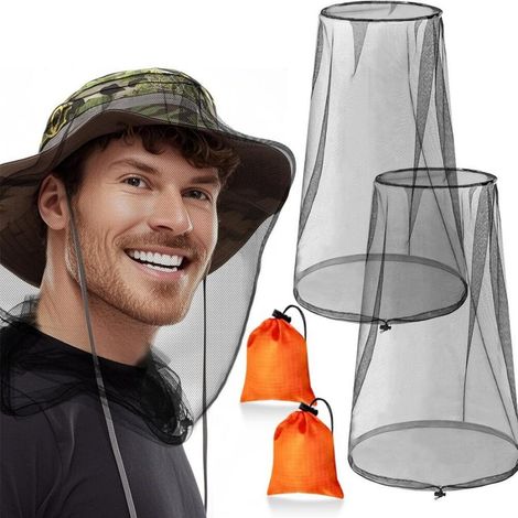 (2er-Pack) Moskitonetz für den Kopf, Insektenschutz-Moskitonetz für den Kopf, Moskitonetz für Imker, Camping, Outdoor, Schwarz (1/5)