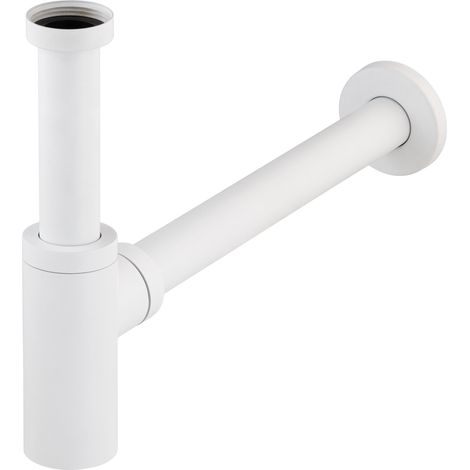 Noyon & Thiebault – Siphon de lavabo rond en laiton 1'1/4 – Finition blanc mat – Raccordement bonde 33x42 mm – Culot dévissable pour nettoyage facile (1/5)