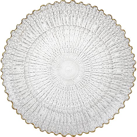Assiette en verre Vera avec bordure dorée 26 cm