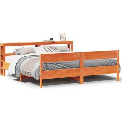 Maison Exclusive - Massivholzbett ohne Matratze Wachsbraun 180x20 (1/5)
