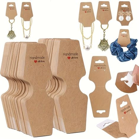 100 cartes adhésives double face pour bracelets, colliers et boucles d'oreilles - style vintage - 12 x 4,5 cm (1/4)