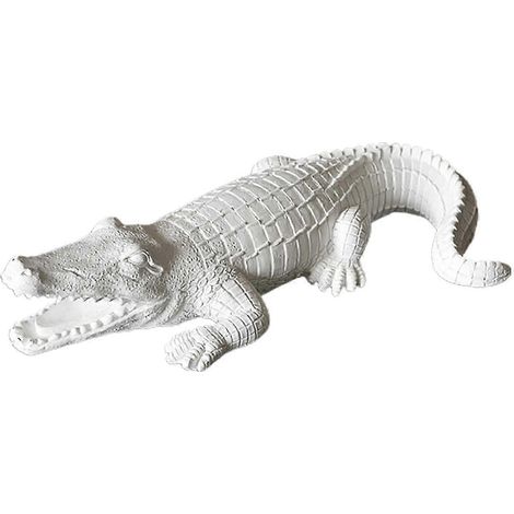 Krokodilfigur aus Kunstharz, Sammlerstück, Geschenk, Tierfigur, Gartenstatue, Alligator-Skulptur für drinnen und draußen, Büro, Schreibtisch, Wohnzimmer-white (1/5)