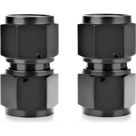Lot de 2 raccords 6AN femelles vers 6AN femelles à double pivot pour système de carburant - Raccord droit en aluminium - Surface anodisée noire (1/5)
