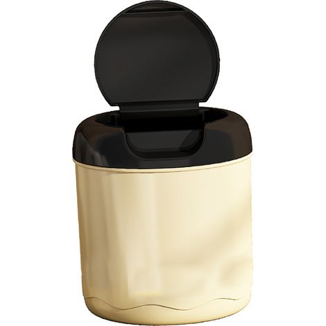 Poubelle de bureau couleur crème couvercle basculant multifonction capacité modérée pratique en plastique mini corbeille à déchets pour maison bureau cuisine chambre (1/5)