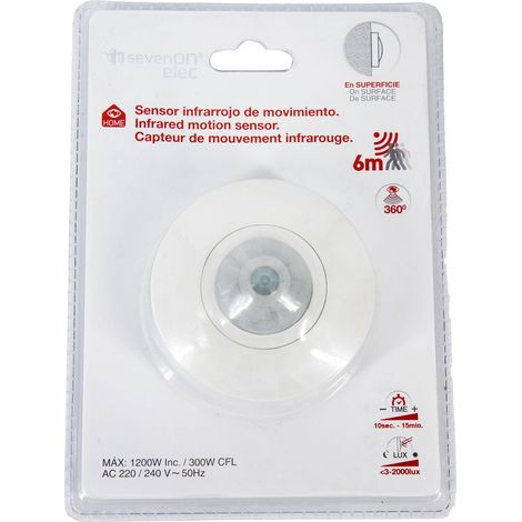ORION91oficial® Infrared Motion Detector for Indoor and Outdoor Use, IP44 Waterproof, 180° Detection Area, Adjustable Sensitivity, 12m Range, Easy Installation, White, Ideal for Automatic Lighting