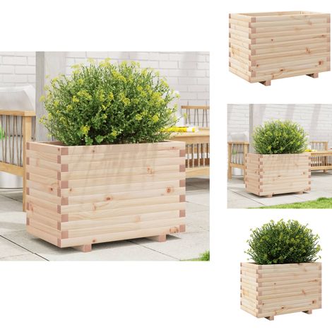 Pflanzkübel 70x40x49,5 cm Massivholz Kiefer - Holzpflanze - Hochbeet - Kübel - Blumenerde - Gartendekoration (1/5)