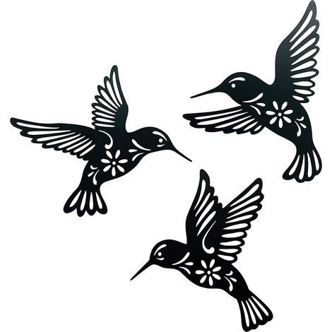 Sculpture Murale en Métal, 3 Pièces Décoration Murale en Fer Forgé, Art Mural en Métal Vie avec Oiseaux Déco Noir, Décoration d'art Mural, Écoration D'intérieur & Jardin (1/4)