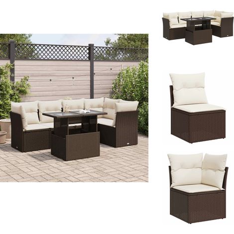 Salon de jardin avec coussins 6 pcs marron résine tressée - Ensemble De Canapés De Jardin - Ensembles De Canapés De Jardin - Ensemble De Canapés D'extérieur - Salon De Jardin (1/5)