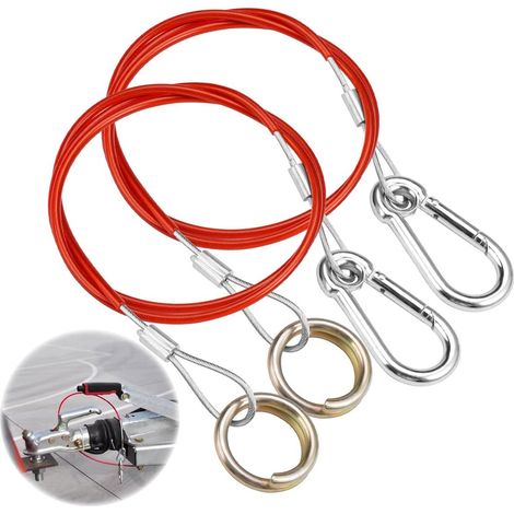 Dos cables de freno de emergencia para remolque, cuerdas de seguridad de 1 metro, aptas para todo tipo de remolques y autocaravanas. (1/5)