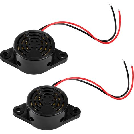 2pcs Buzzer Piézo Électronique 12V, DC 3-24V Buzzer Sonore 100dB, Noir (1/5)